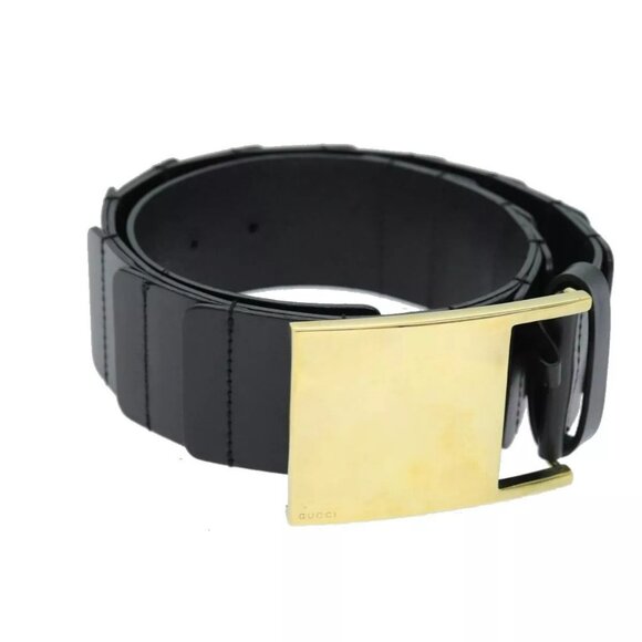 GUCCI Belt Leather 26.8""""""""-28.7"""""""" Black Auth bs - Picture 2 of 12
